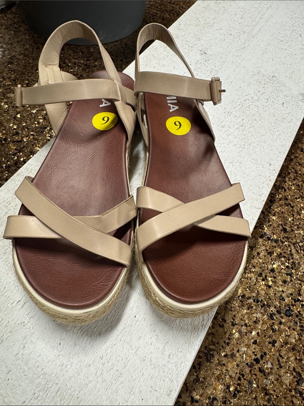 MIA Neutral Crisscross Espadrille Platform Sandals